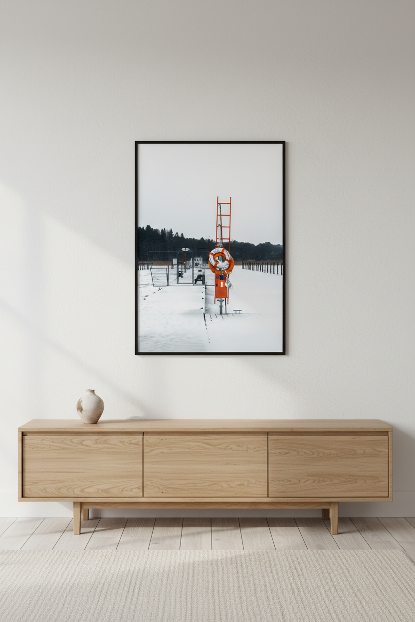 Winter Marina Wall Art Mockup